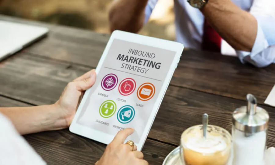 Digital marketing strategy displayed on a tablet
