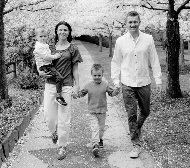 Ryan and Lara Smith of Smith Technology Group with their family in Christchurch